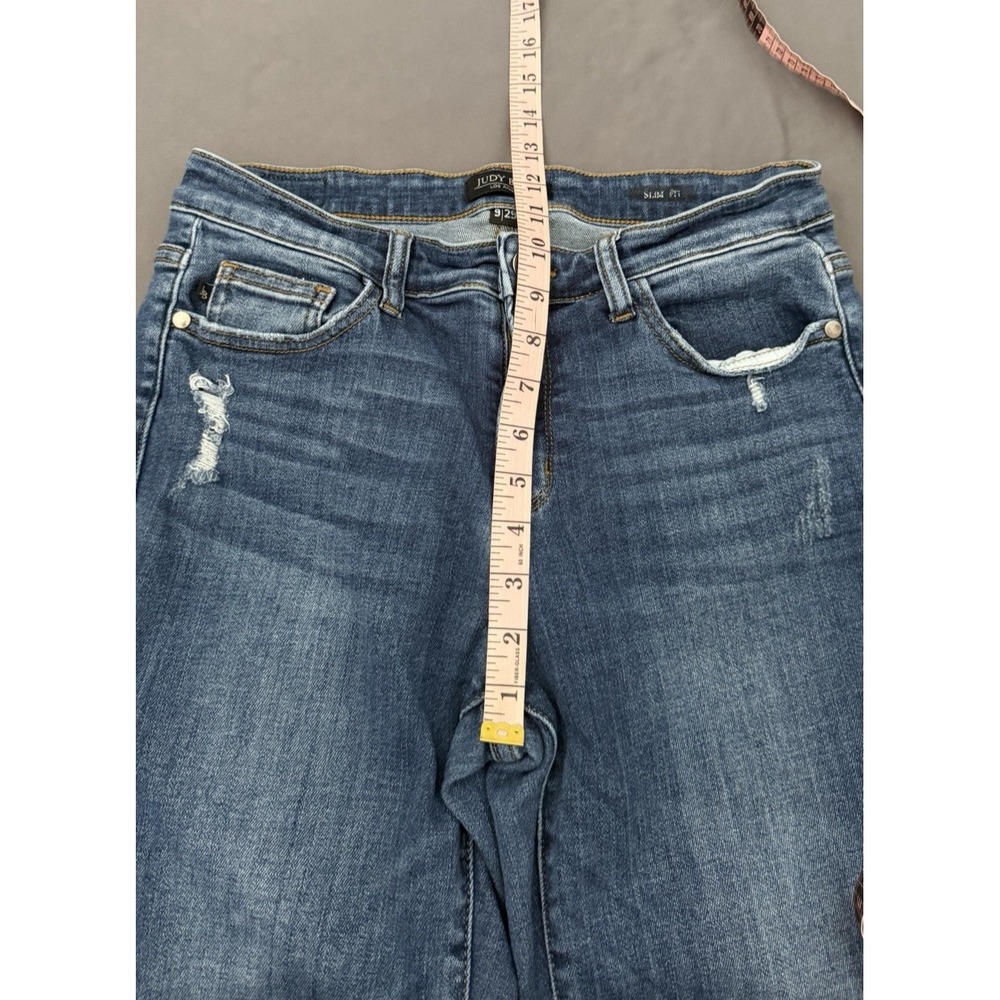Judy Blue Jeans Women's 9/29 Slim Fit High Rise Distressed Dark Wash Stretch - Picture 4 of 10